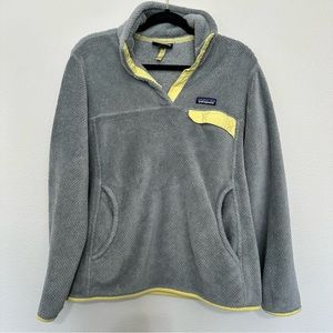 Patagonia women’s grey with yellow trim Re-Tool Snap T Fleece size L large 25442